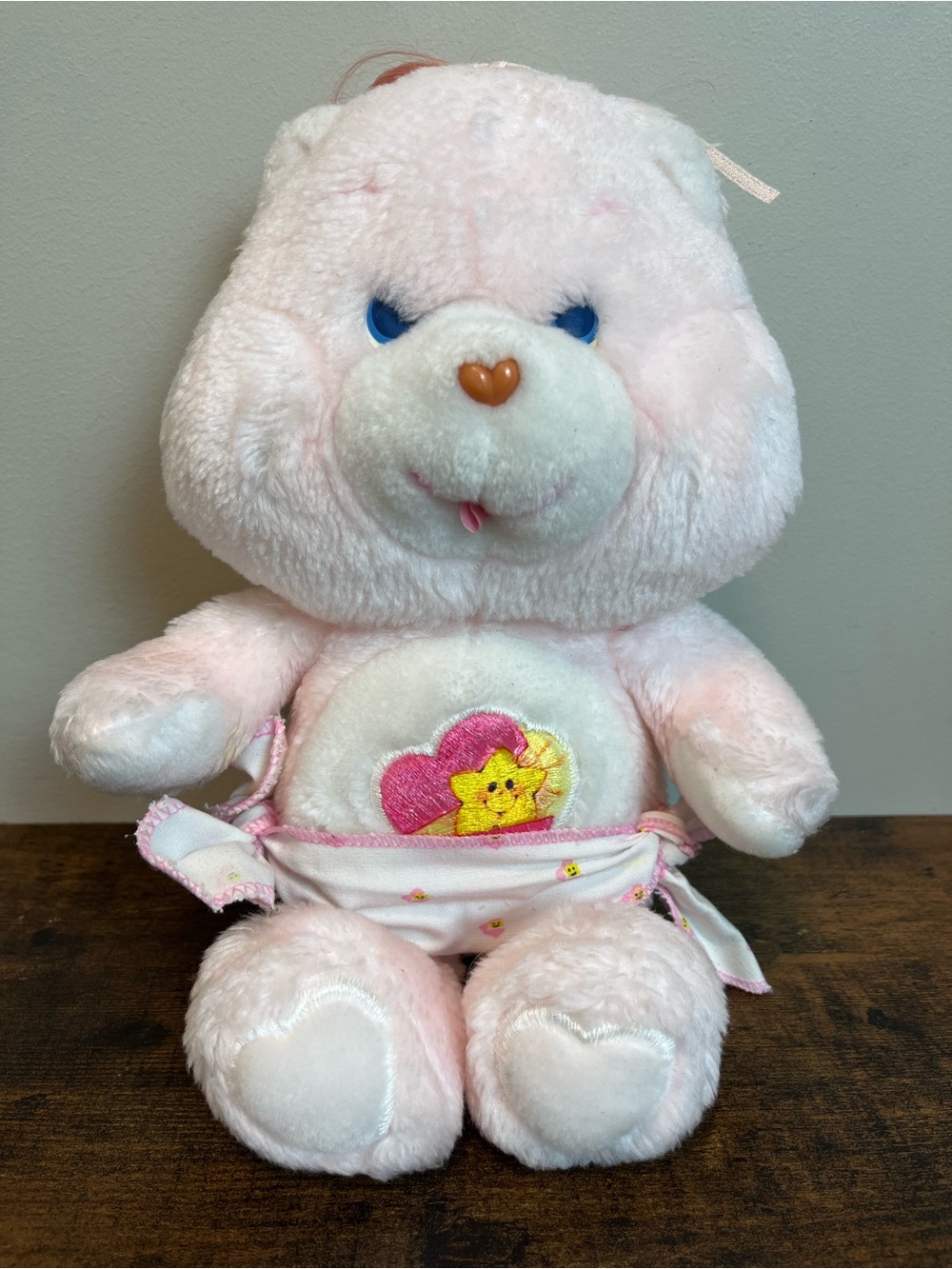 Vintage Kenner 1983 Care Bear Baby Hugs Bear Plush w/ Diaper 11”